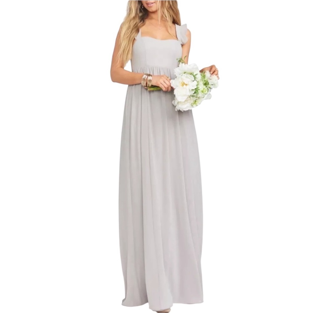 NWT Show Me Your Mumu June Maxi Dress in Dove Grey Chiffon Bridesmaid‎ Wedding